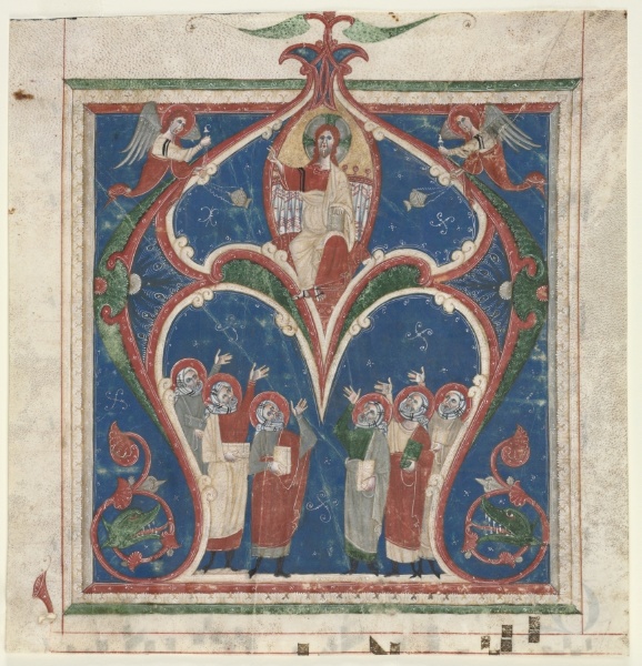 Historiated Initial (A) Excised from an Antiphonary: Christ in Majesty with Prophets