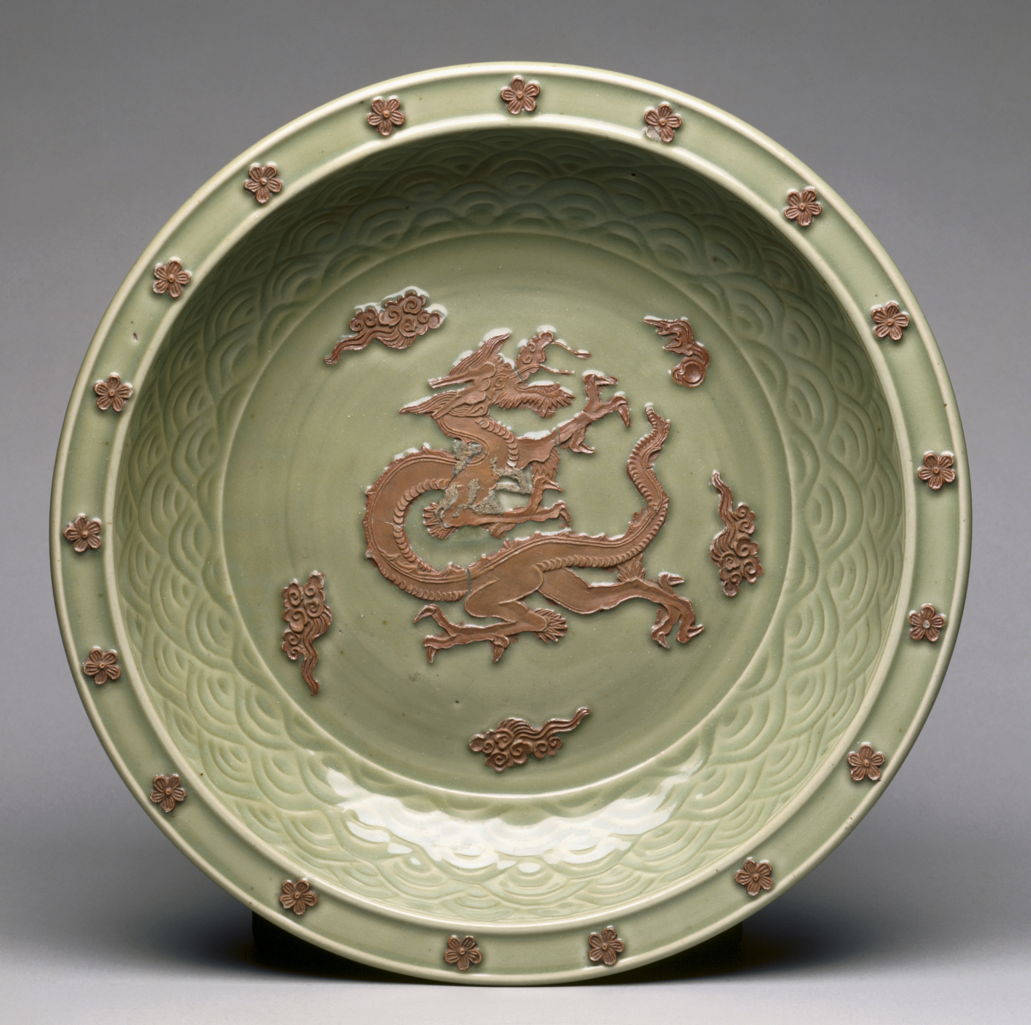 Plate with Relief Dragon among Clouds