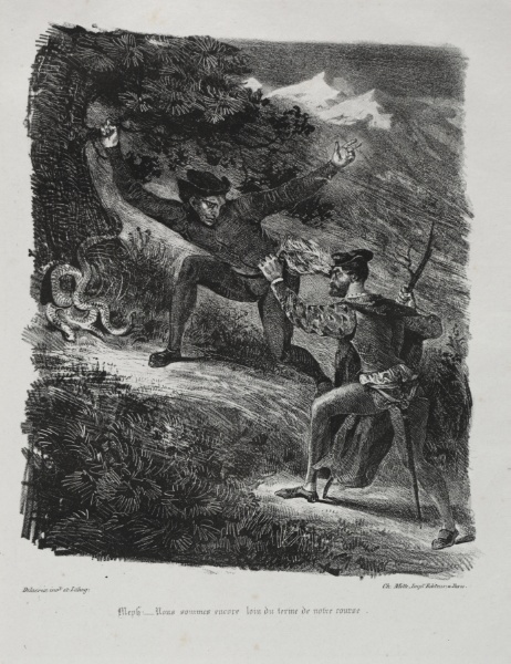 Illustrations for Faust: Faust and Méphistophélés in the mountains of the Hartz