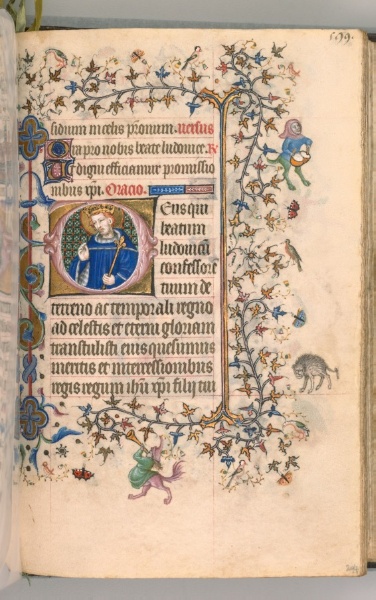 Hours of Charles the Noble, King of Navarre (1361-1425): fol. 291v, St. Louis