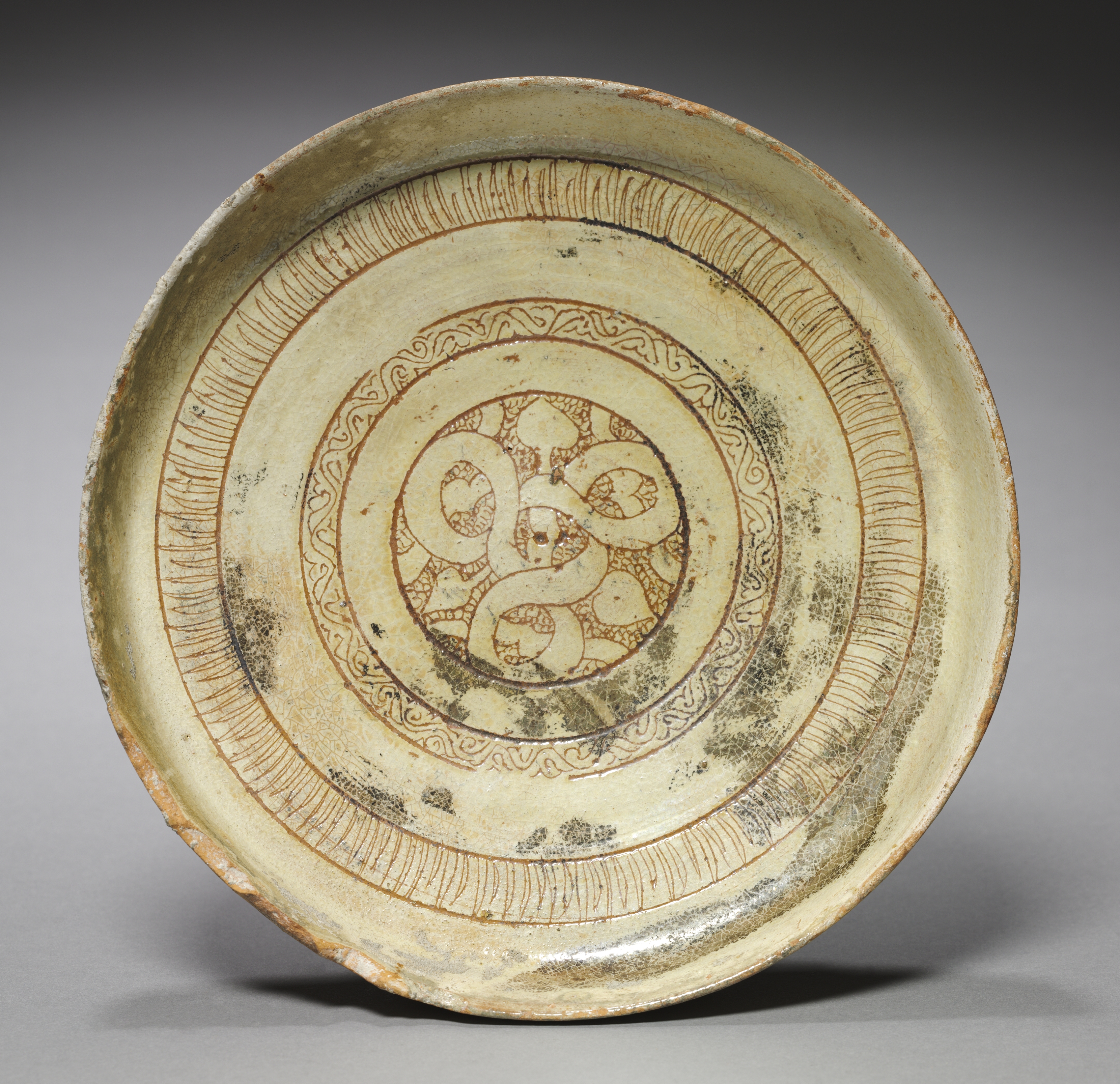 Deep Plate with Decorative Patterns