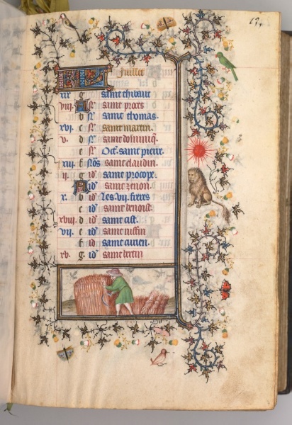 Hours of Charles the Noble, King of Navarre (1361-1425): fol. 7r, July