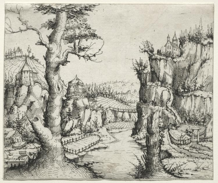 River Landscape with Rocks at Left and Right