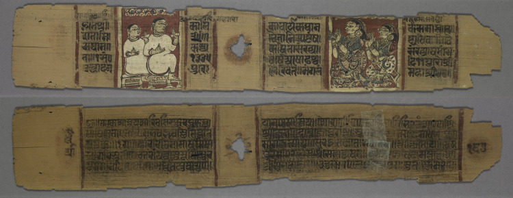 Folio 167, from a Kalpa-sutra and Story of Kalakacharya: two nuns teaching lay women (recto); genealogical text (verso)