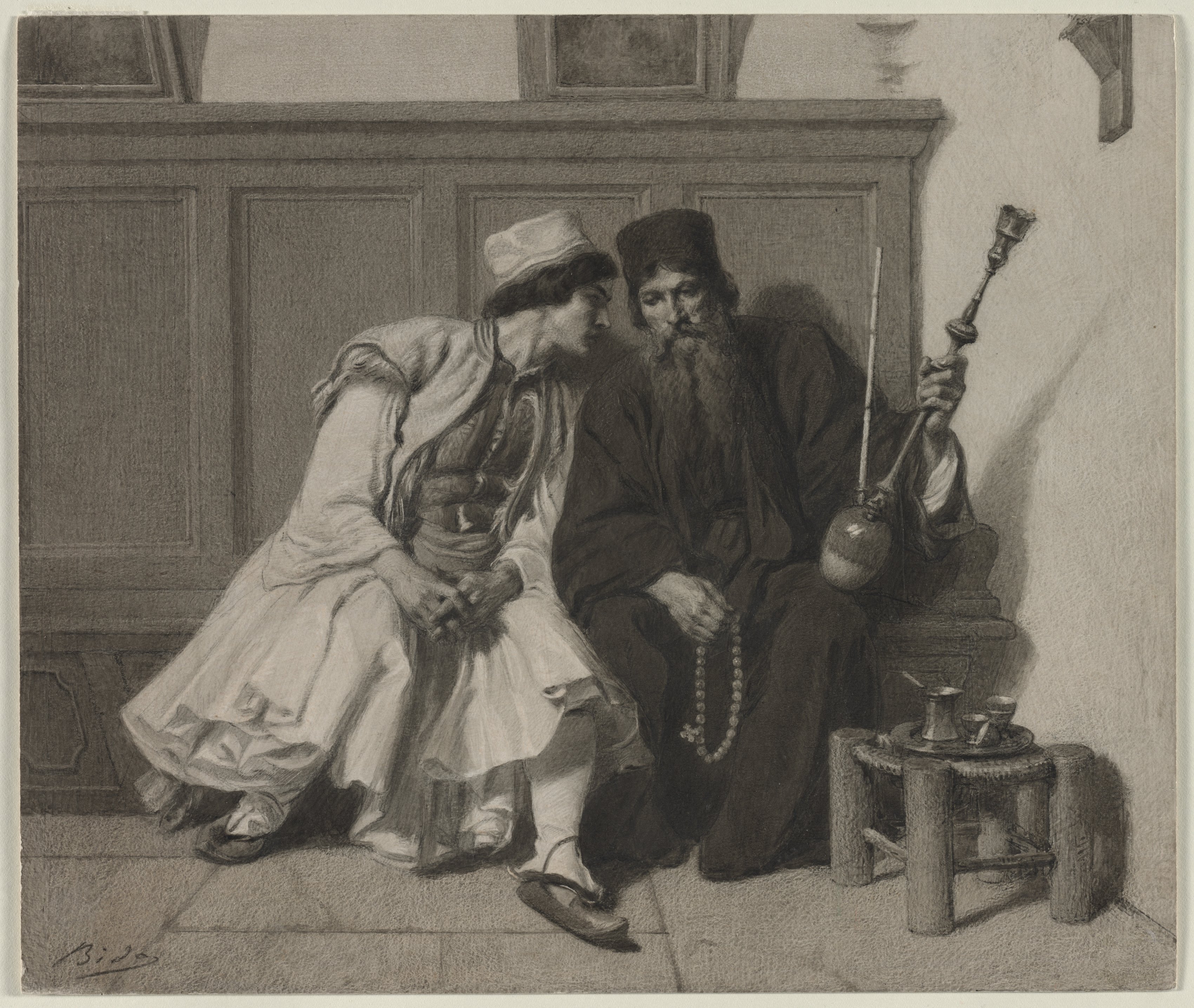 Young Greek Man in Conversation with a Priest