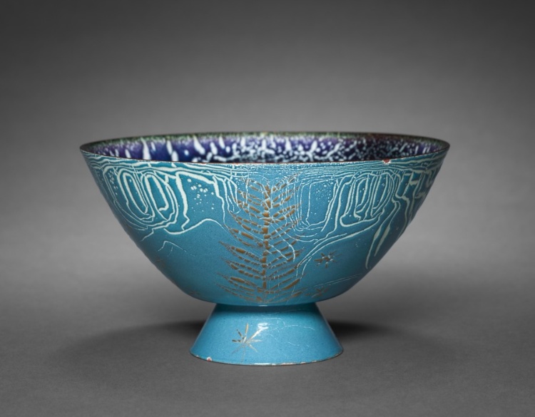 Purple and Gold Footed Bowl