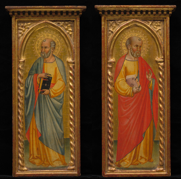 Standing Saint and Saint in Red Cloak (pair)