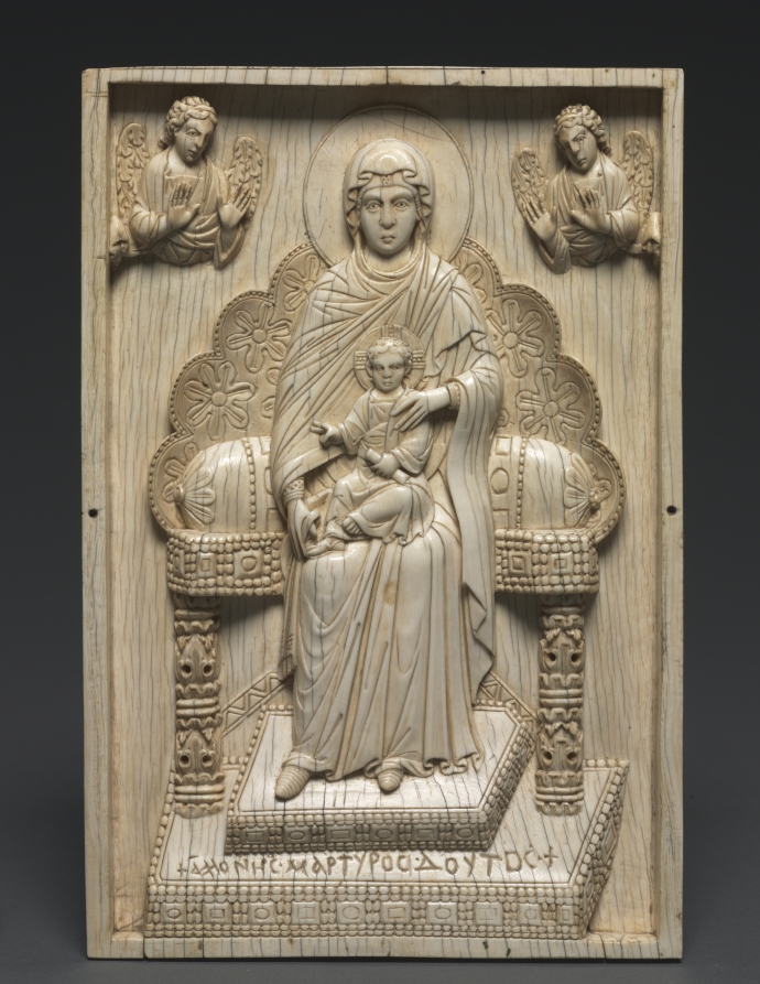 Ivory Plaque with Enthroned Mother of God ("The Stroganoff Ivory")