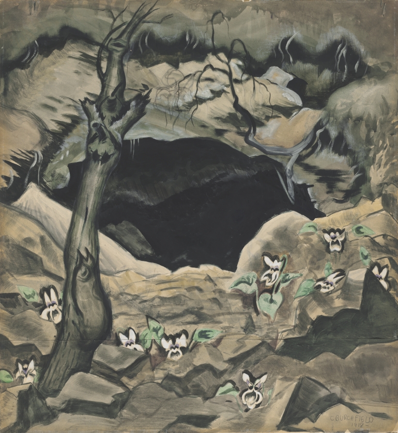 White Violets and Coal Mine, Charles Burchfield, 1918