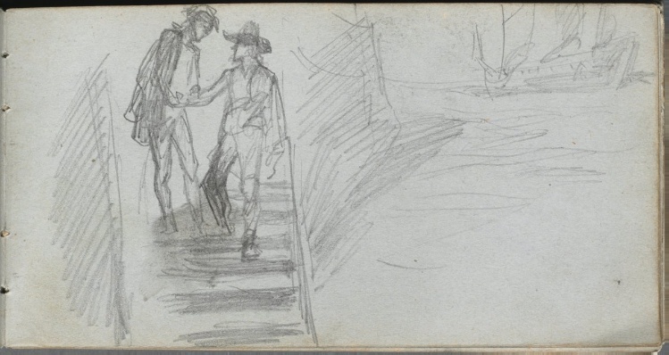 Sketchbook, page 64: Figures on a Stairway