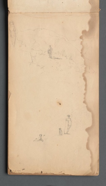 Sketchbook, page 02: Figure in a Landscape  with Dog