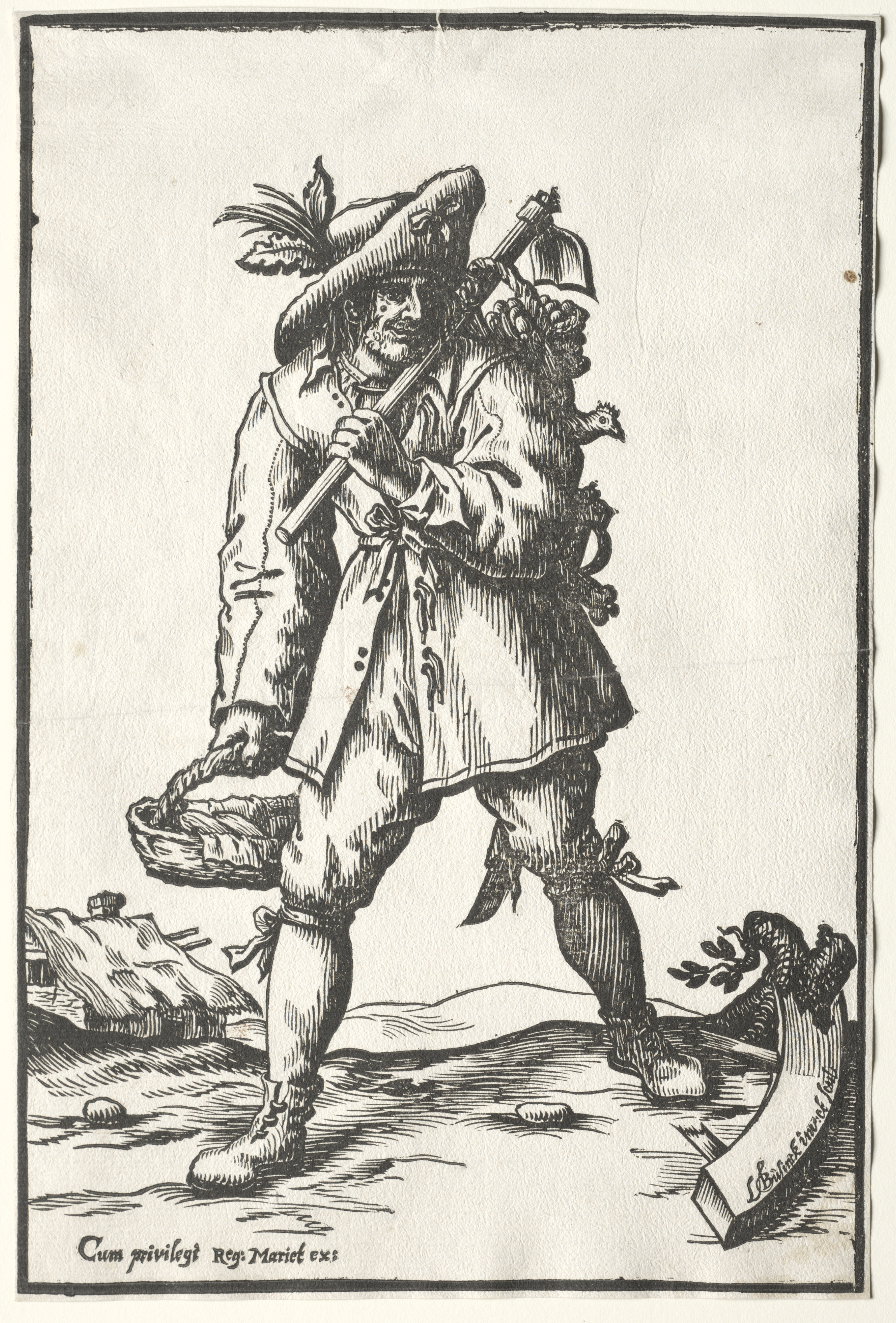 Peasant with Hoe, Basket and Hen