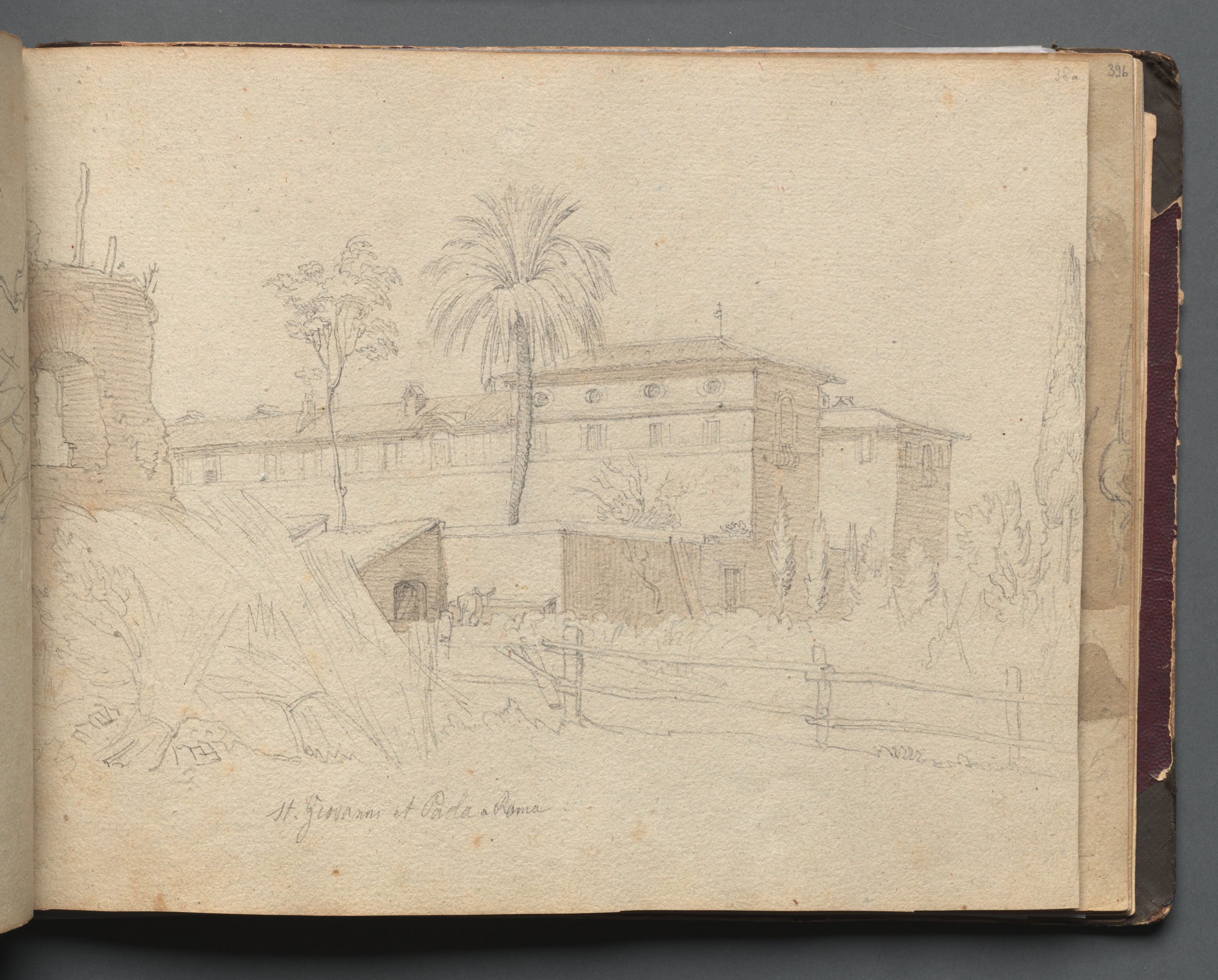 Album with Views of Rome and Surroundings, Landscape Studies, page 38a: :St. Giovanni e Paolo, Rome"