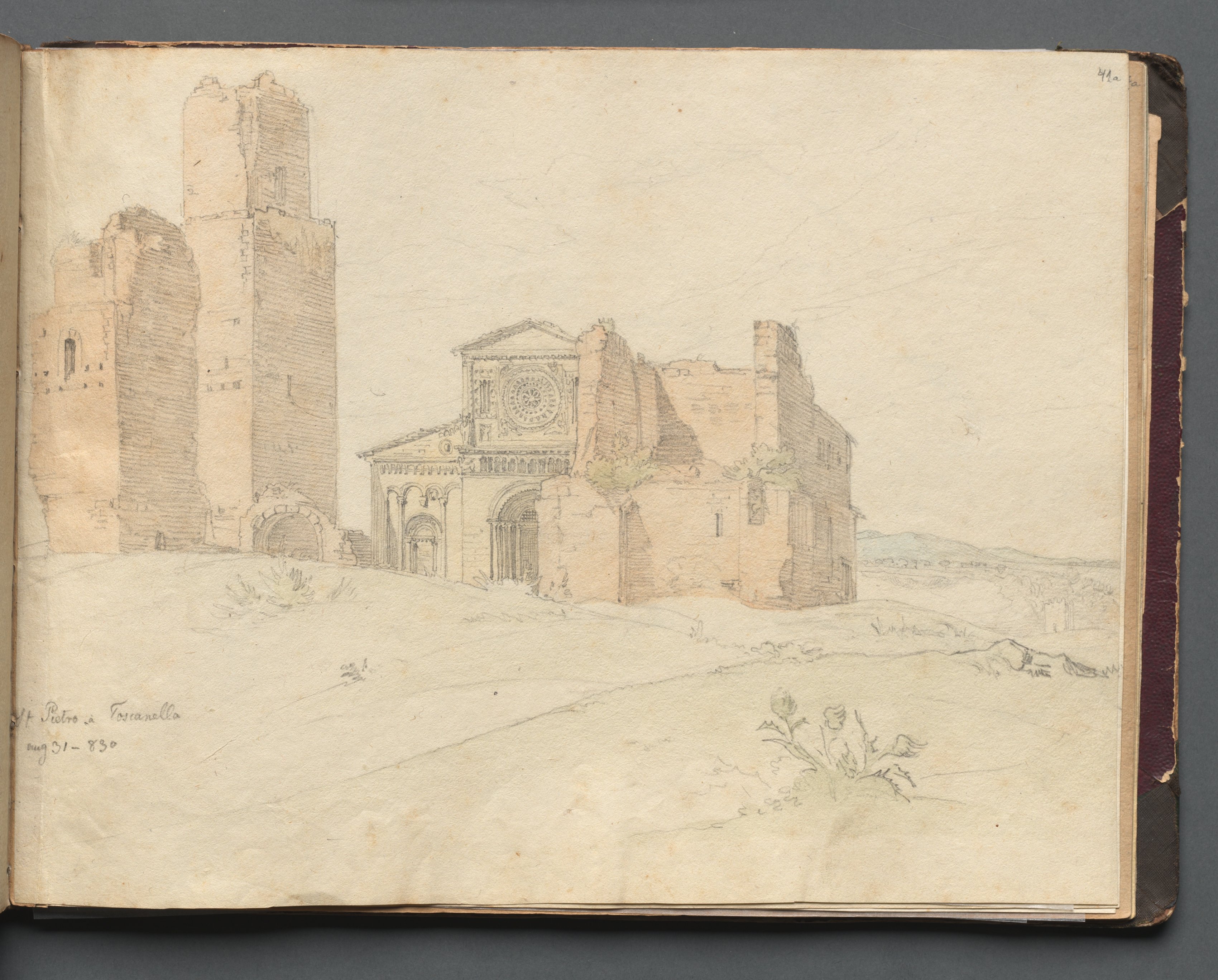 Album with Views of Rome and Surroundings, Landscape Studies, page 41a: "St. Pietro, Toscanella"