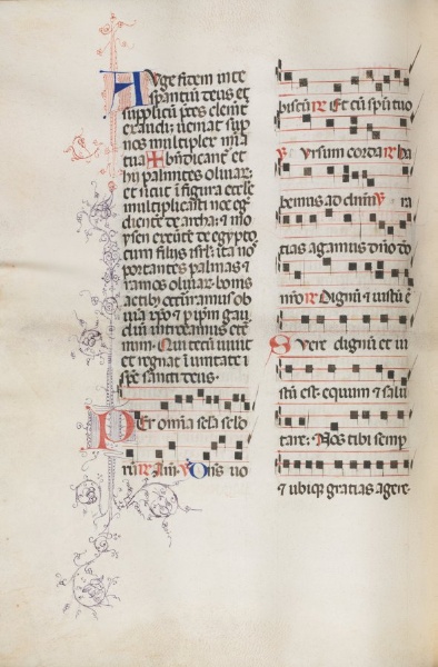 Missale: Fol. 111v; contains some music as part of Palm Sunday liturgy
