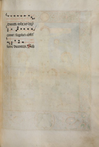 Missale: Fol. 185: Cross, Foliage & Music for Various Ordinary Prayers