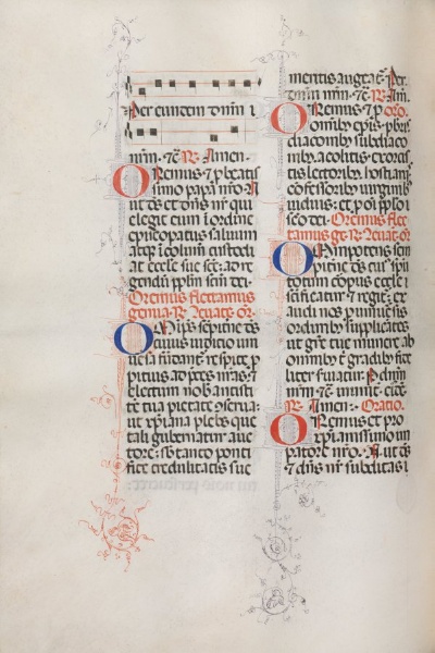 Missale: Fol. 146v: Music for various prayers "Oremus dilectissimi..." and "Omnipotens sempiterne Deus"