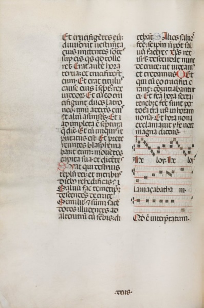 Missale: Fol. 128v: contains music for "Hely Hely Lama etc." within St. Mattion Passion