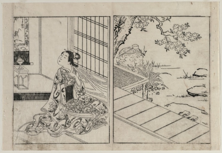 Woman Looking at a Hanging Scroll