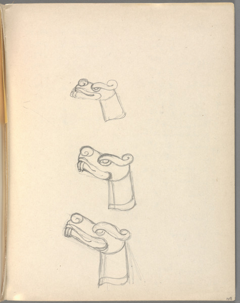 Sketchbook No. 6, page 179: Pencil 3 heads of animal