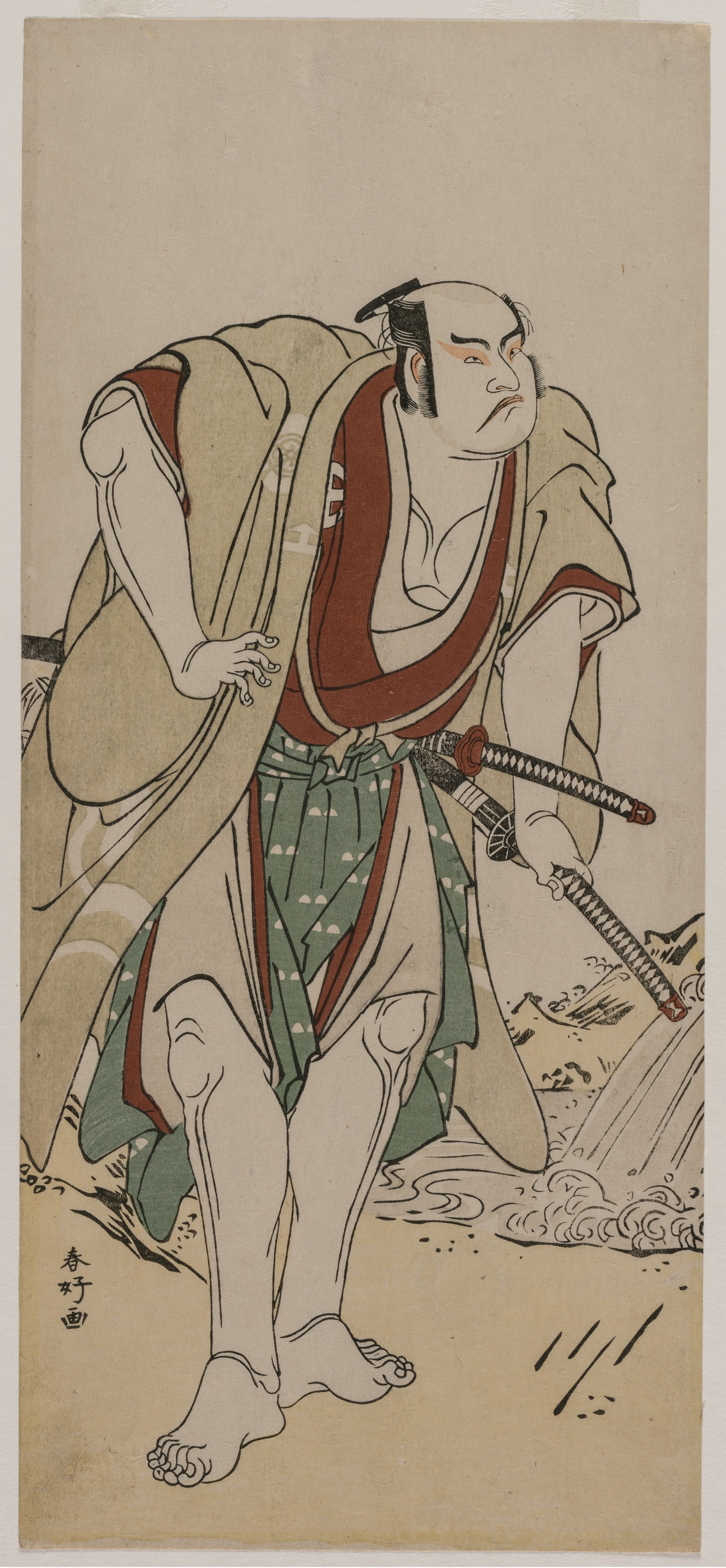 Otani Hiroji III as a Samurai Standing Beside a Stream
