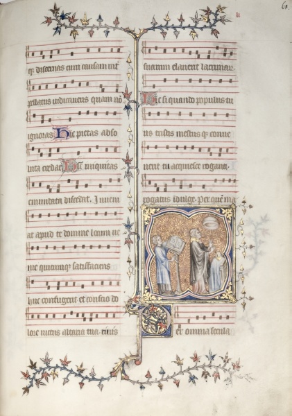The Gotha Missal:  Fol. 61r, A Priest Singing the Office