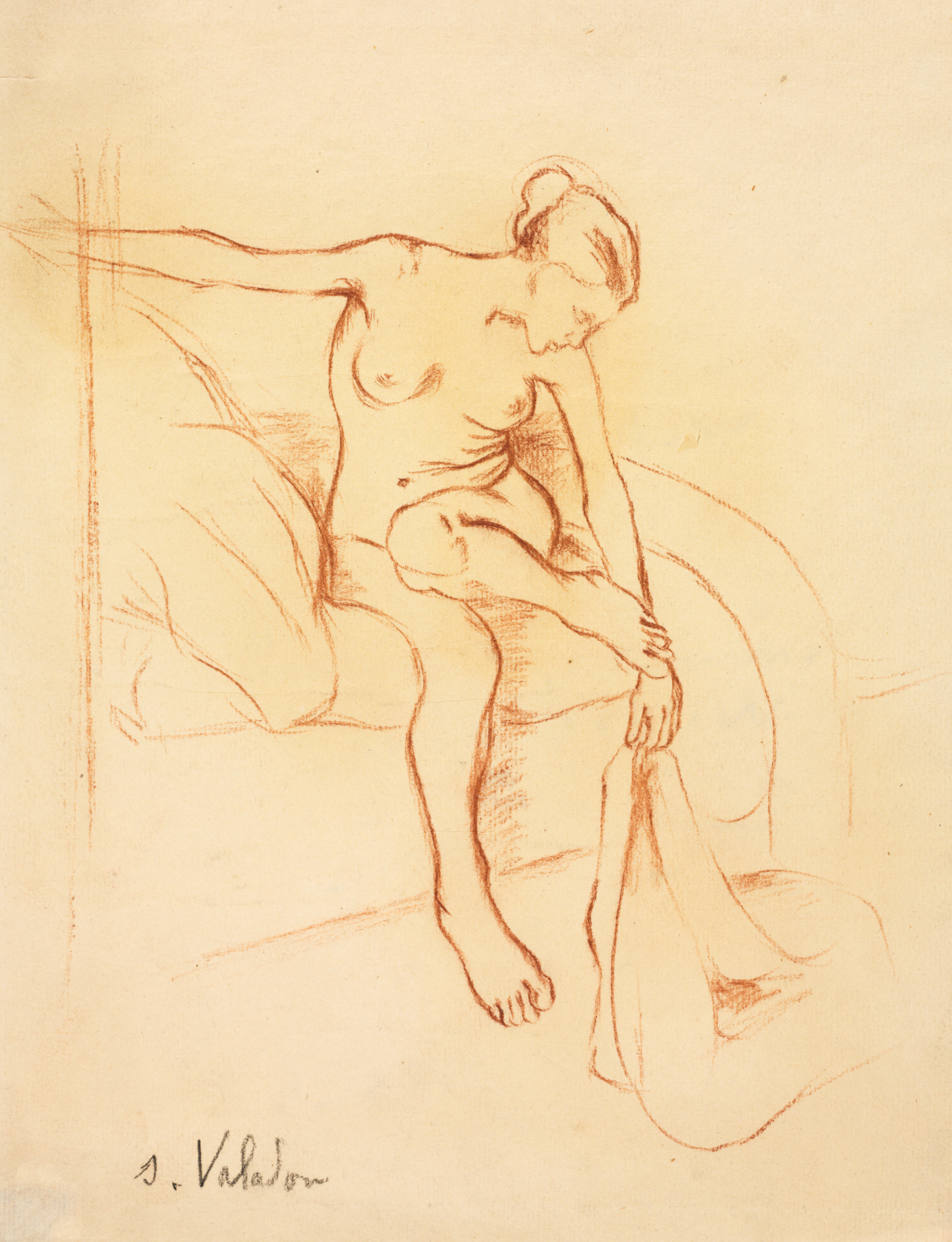 Nude Woman Seated on a Bed