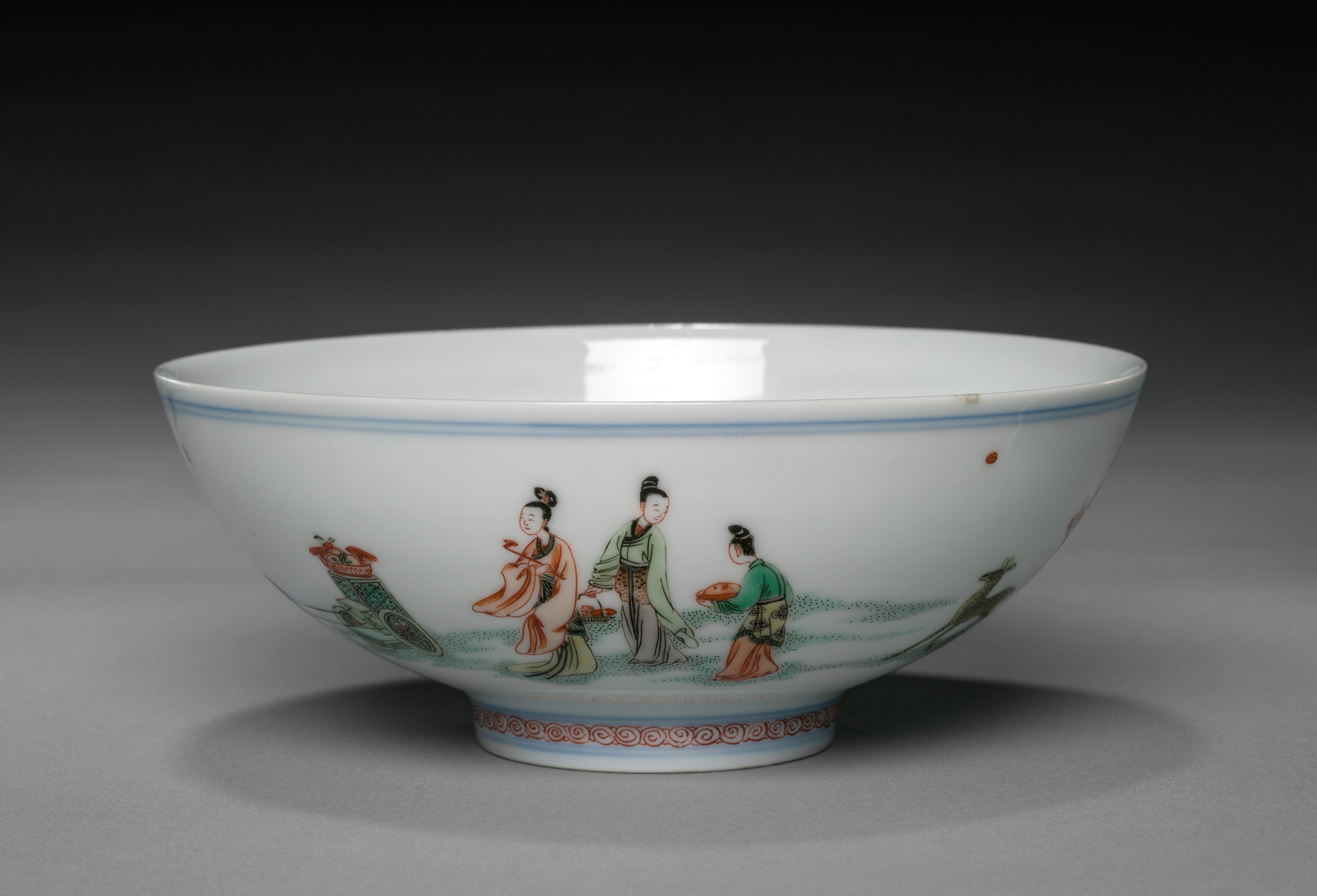 Bowl with Xiwangmu and Attendants
