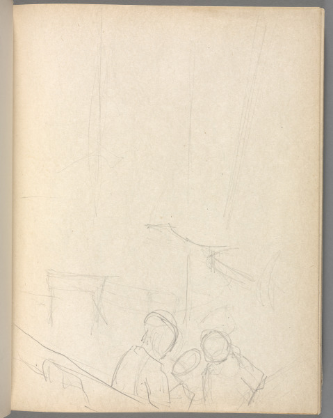 Sketchbook No. 6, page 49: Pencil 3 figures indicated lower center of page
