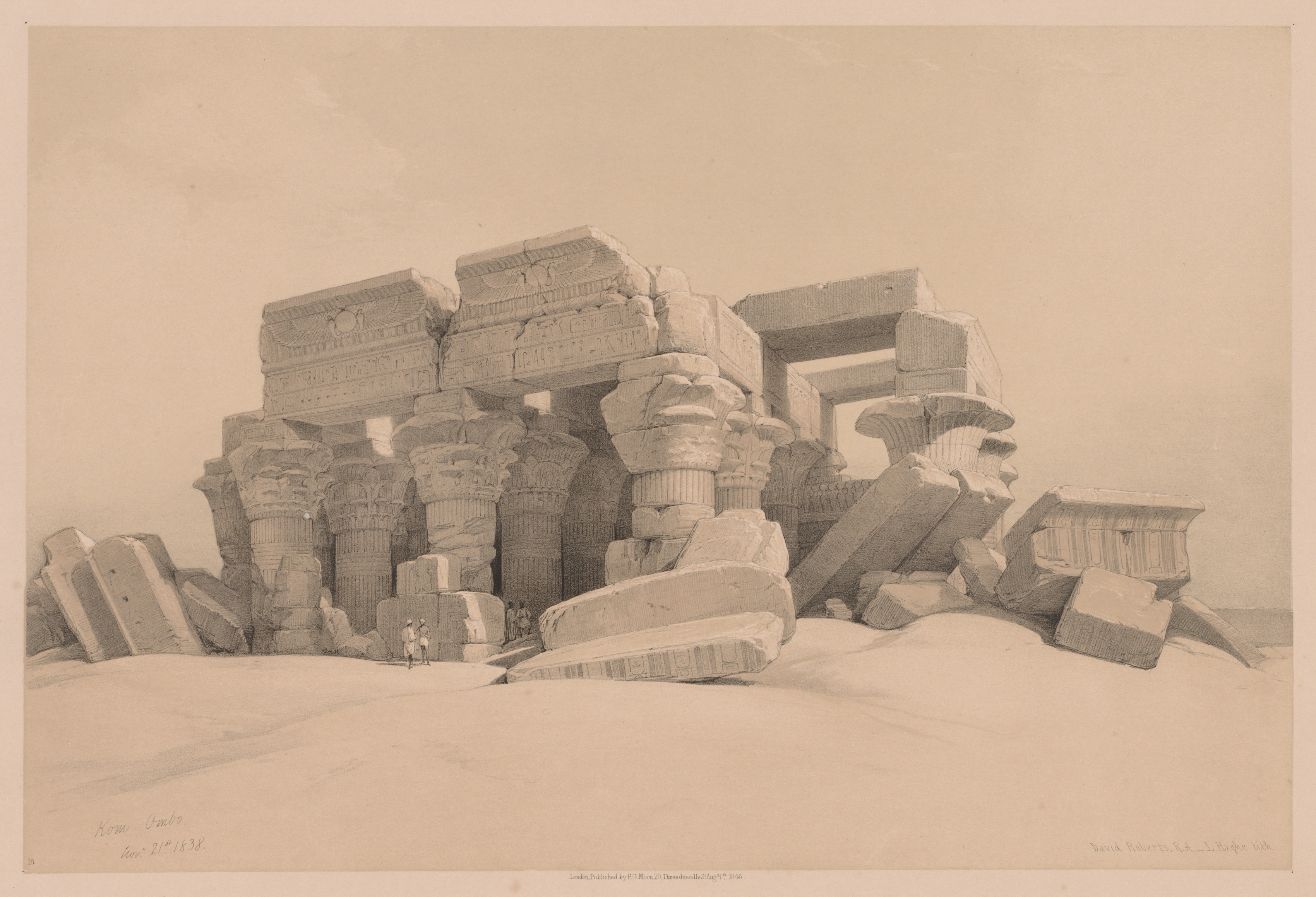 Egypt and Nubia:  Volume I - No. 1, No. 2, Remains of the Portico of the Temple of Kom Ombo
