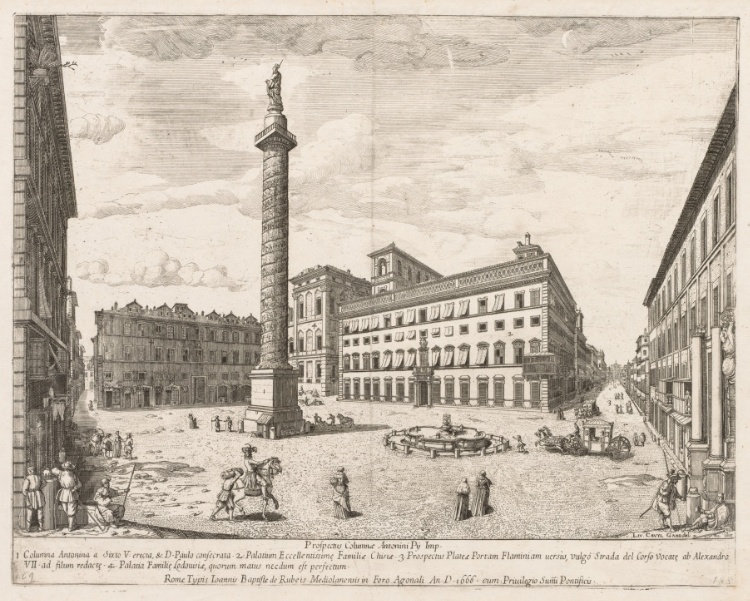 Piazza Colonna from "Prospectus Locurum Urbis Romae Insign[ium]"