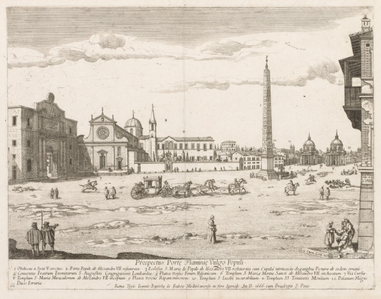 Piazza del Popolo from "Prospectus Locurum Urbis Romae Insign[ium]"