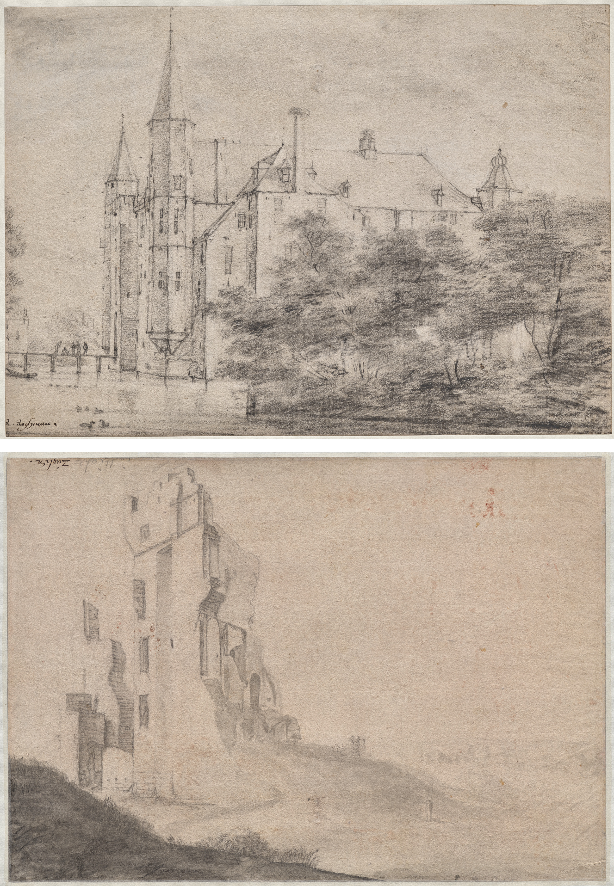 Zuylen Castle, near Utrecht (recto)/Ruin of the huis Ter Kleef, near Haarlem (verso)