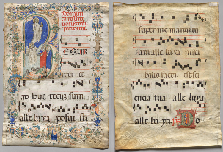 Leaf from a Gradual: Historiated Initial R: The Resurrection (recto) and Initial D (verso)