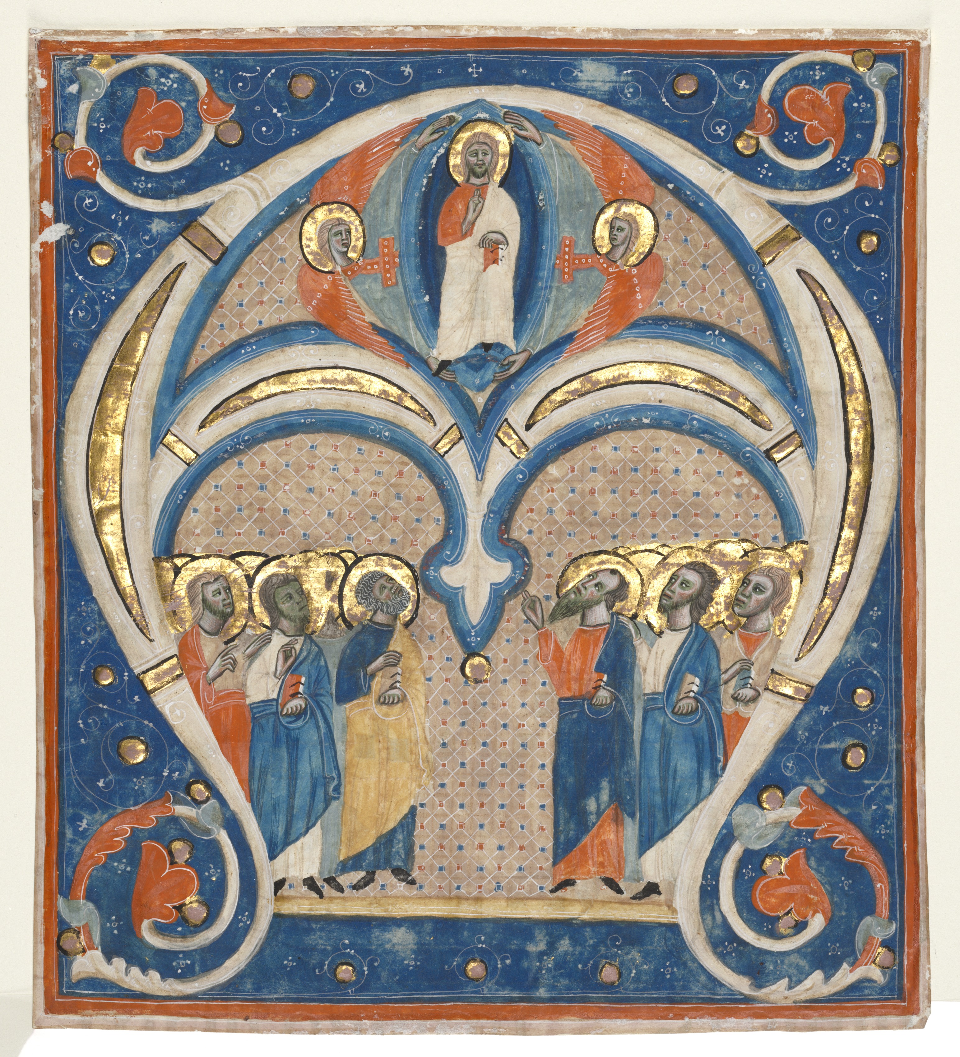 Historiated Initial (A) Excised from a Responsorial: Christ in Majesty with Saints