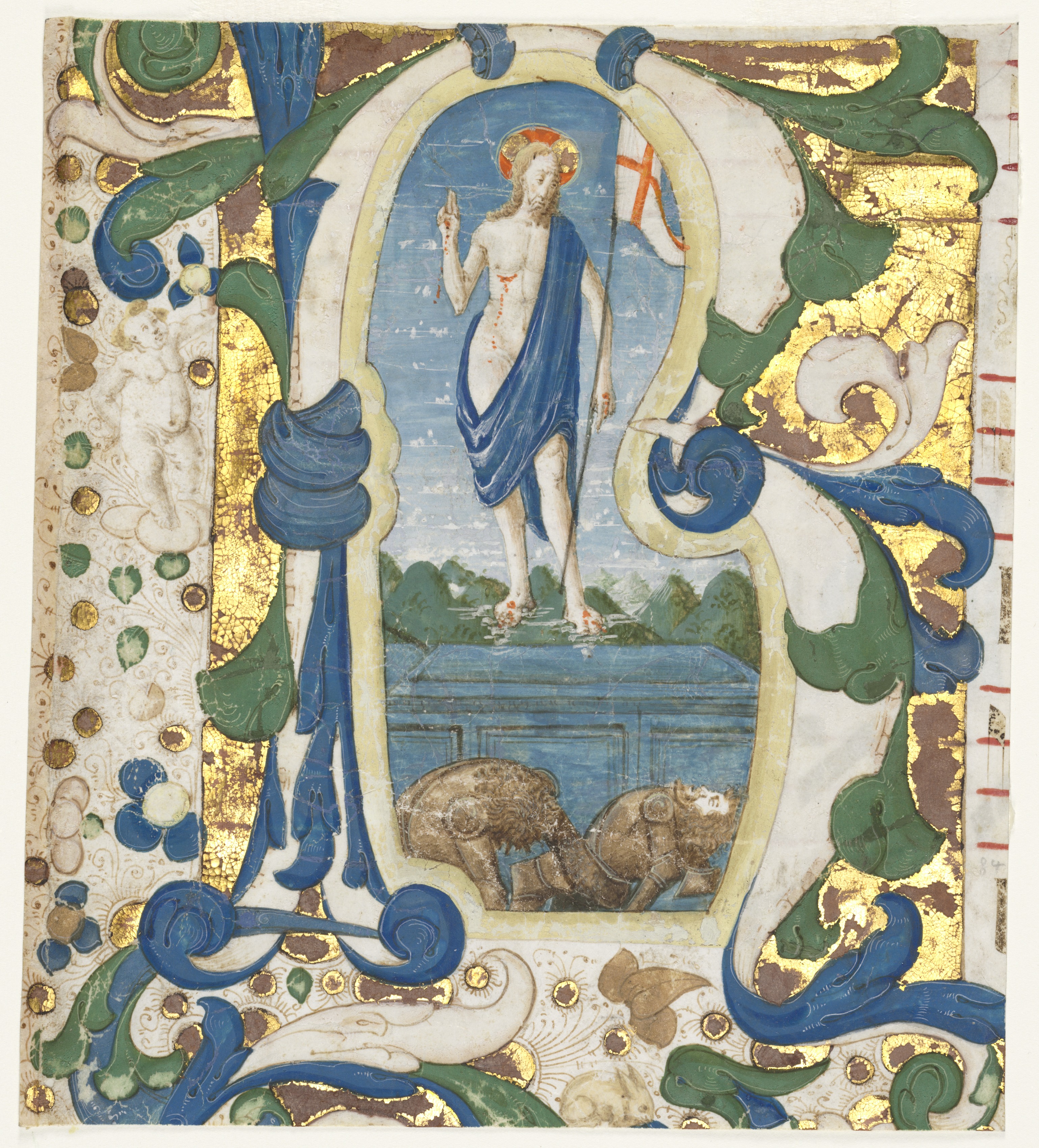 Historiated Initial (R) Excised from an Antiphonary: The Resurrection