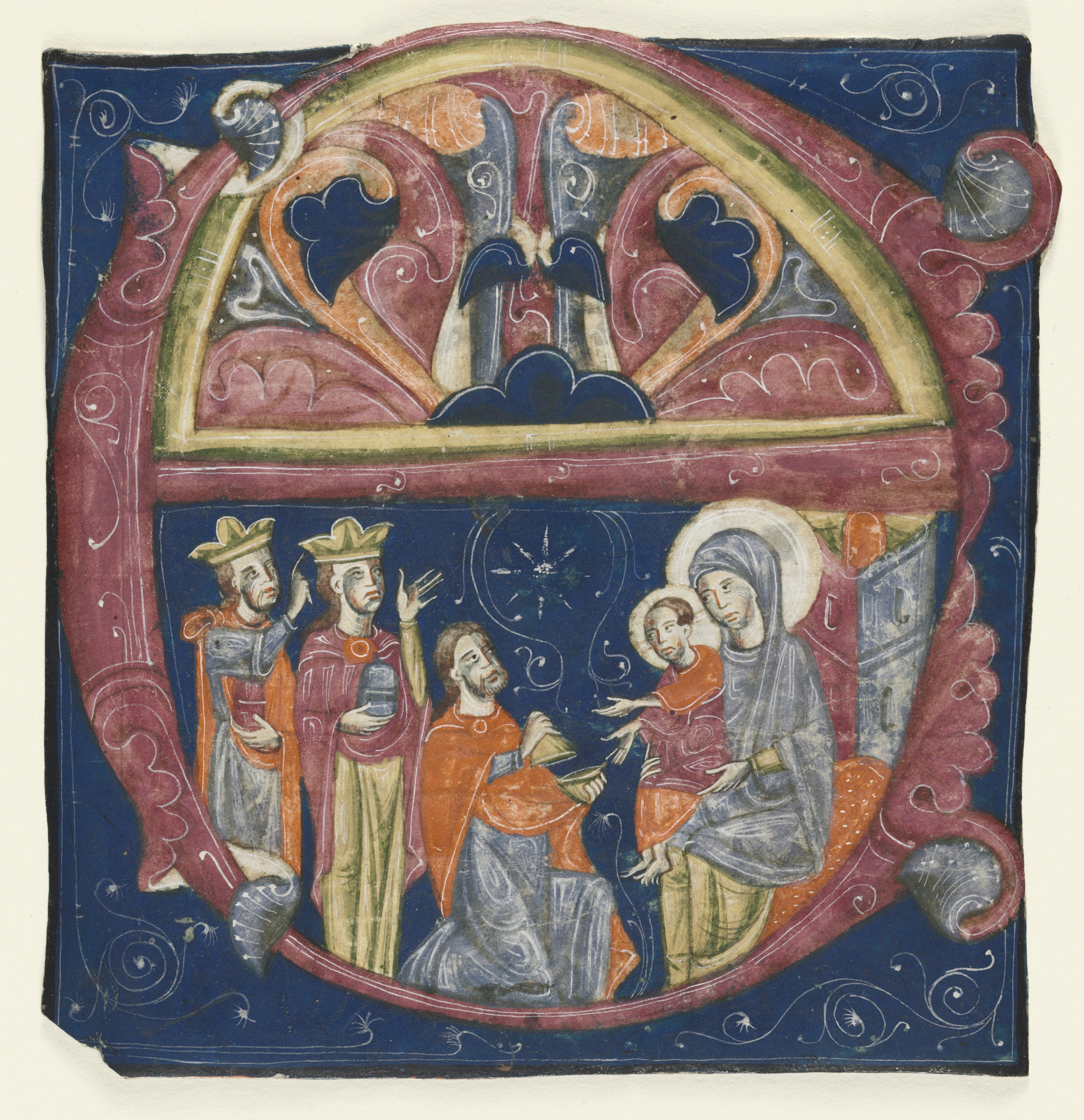 Historiated Initial (E) Excised from a Gradual: Adoration of the Magi