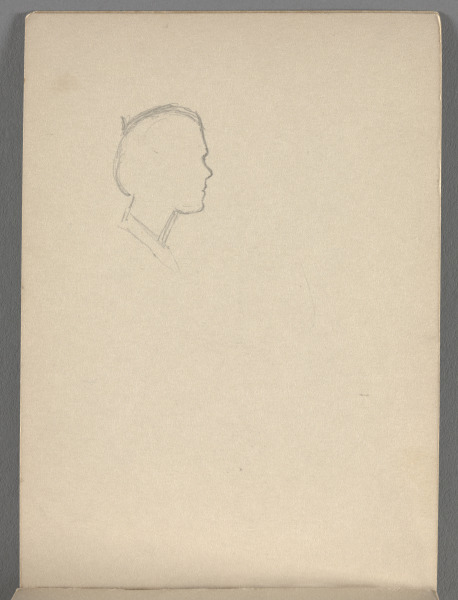 Sketchbook No. 10, page 2: Pencil line drawing of man's head