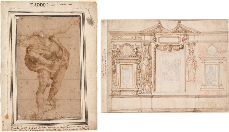 Un Hebreo, from Christ Shown to the People (recto); Design for a Wall Decoration with Pasted-in Sketches after Raphael (verso)