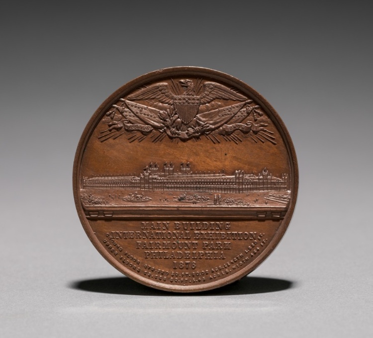 Medal: Commemorating the Centennial International Exhibition, 1876 (reverse)