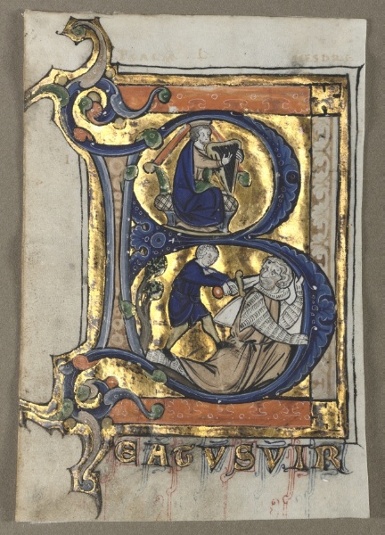 Leaf Excised from a Psalter: Initial B with King David