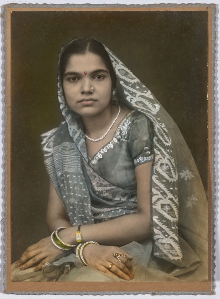 Untitled (Portrait of a Woman in Gray Sari and Veil)