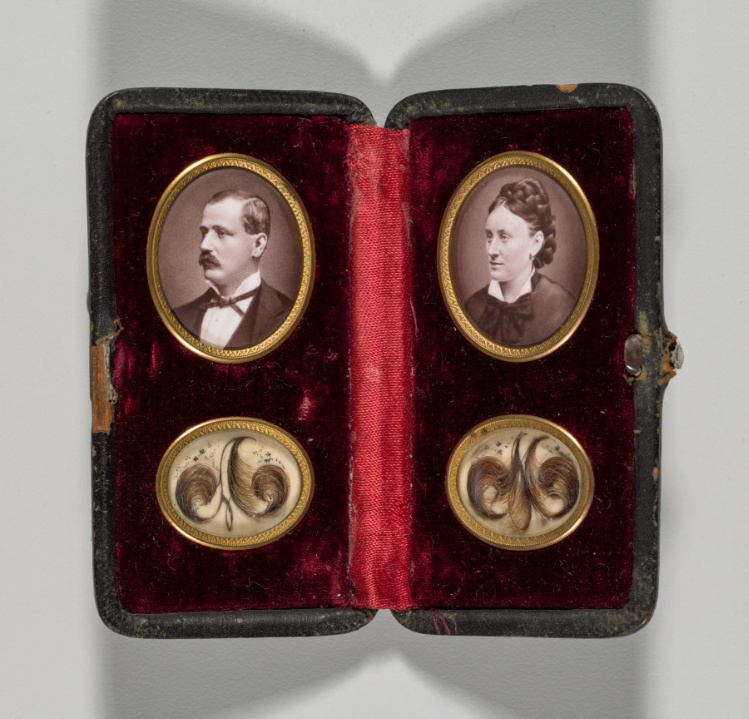 Untitled (Case with portraits of a man and woman and hair ornaments)