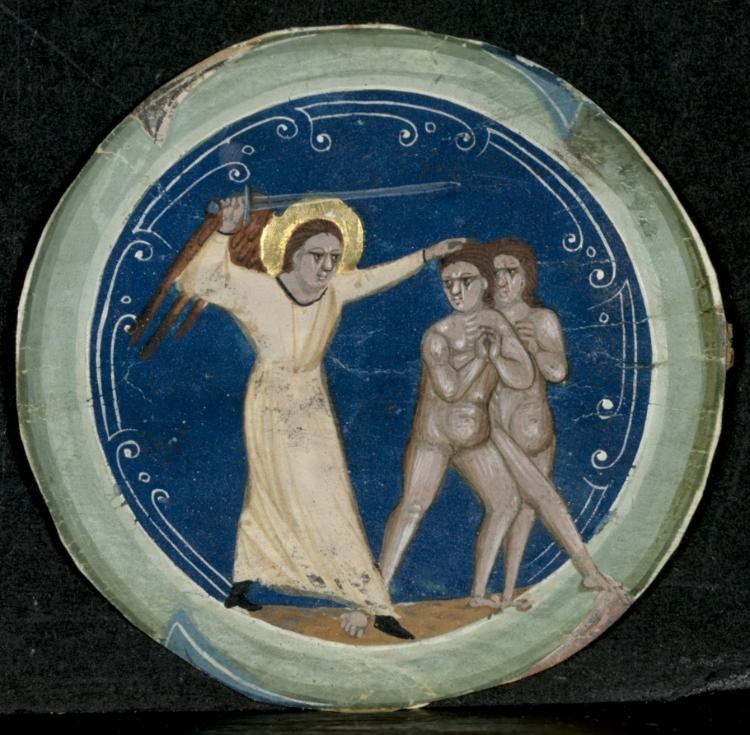 Medallion from the Border of a Latin Bible: The Expulsion of Adam and Eve from Paradise