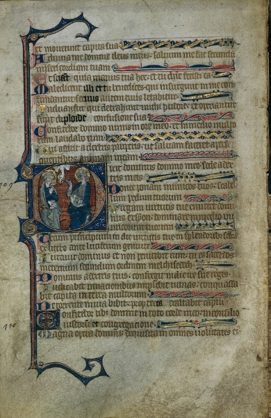 Leaf from a Psalter: Historiated Initial D with The Trinity
