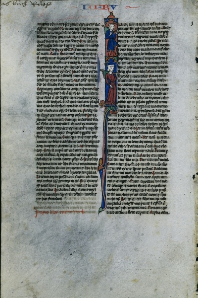 Initial I with Elimelech and Naomi: Leaf from a Latin Bible