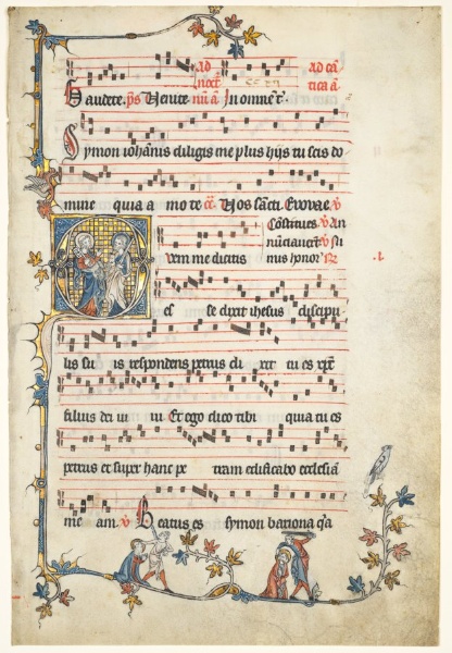 Leaf Excised from an Antiphonary: Initial Q with Saints Peter and Paul