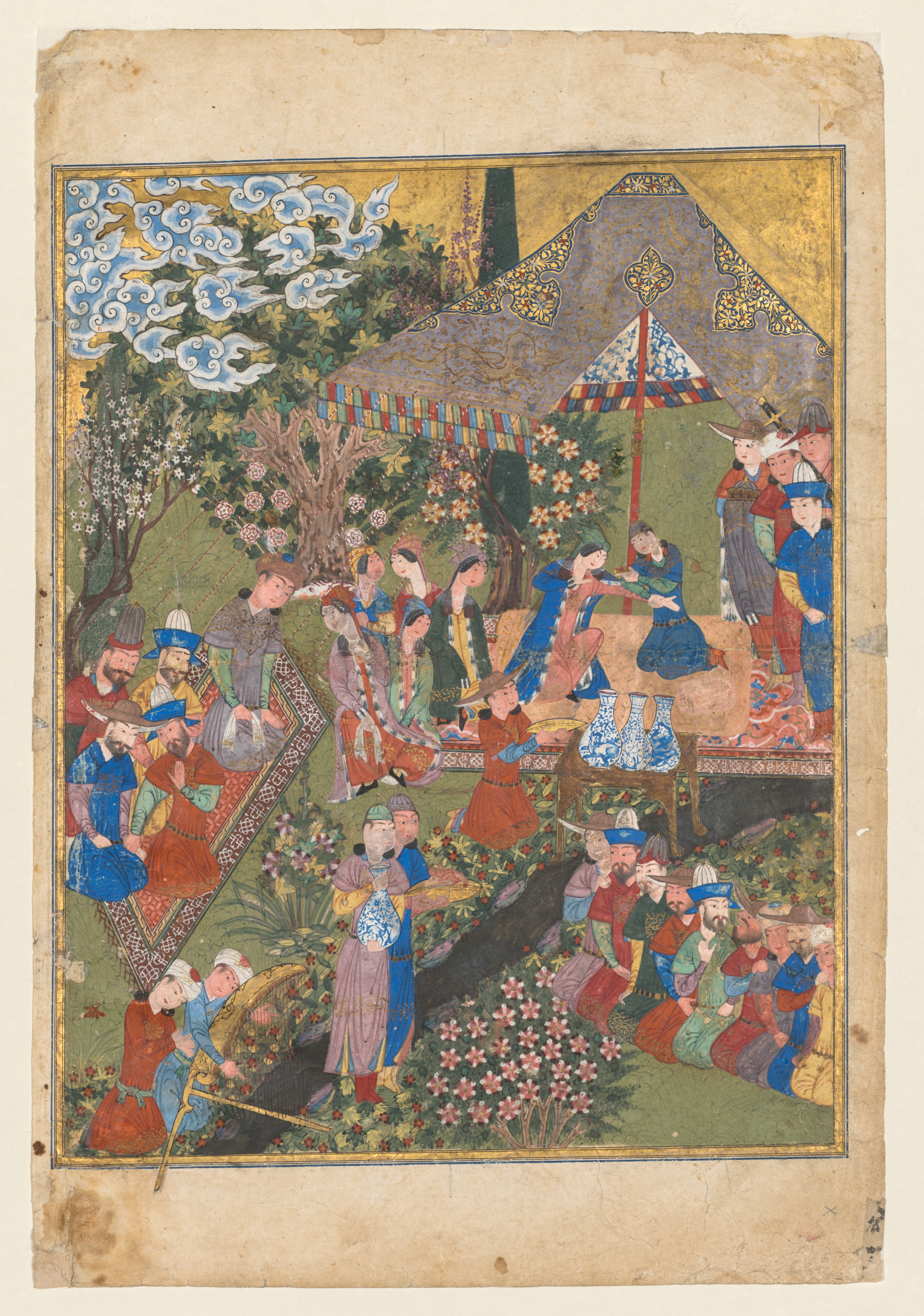 Royal Reception in a Landscape, right folio from the double frontispiece of a Shahnama (Book of Kings) of Firdausi (Persian, about 940–1019 or 1025) (verso)