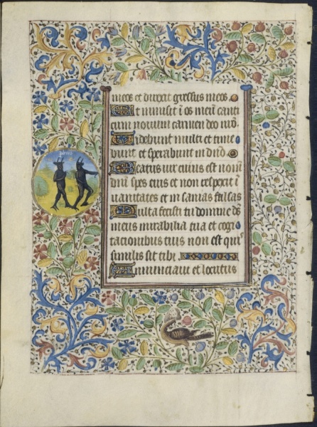 Leaf from a Book of Hours: Office of the Dead: Two Devils (verso)