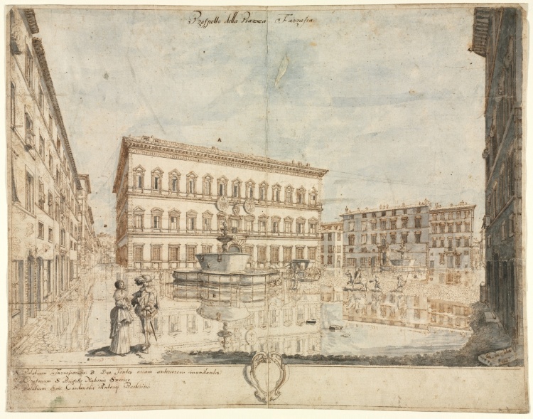 Eighteen Views of Rome: The Piazza Farnese (recto)